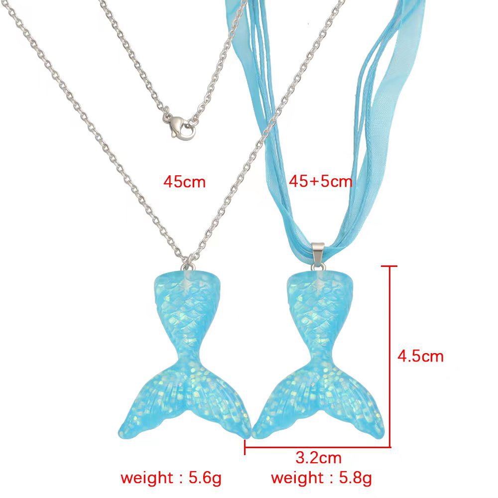 Color Mermaid Wax Rope Yarn Stainless Necklaces