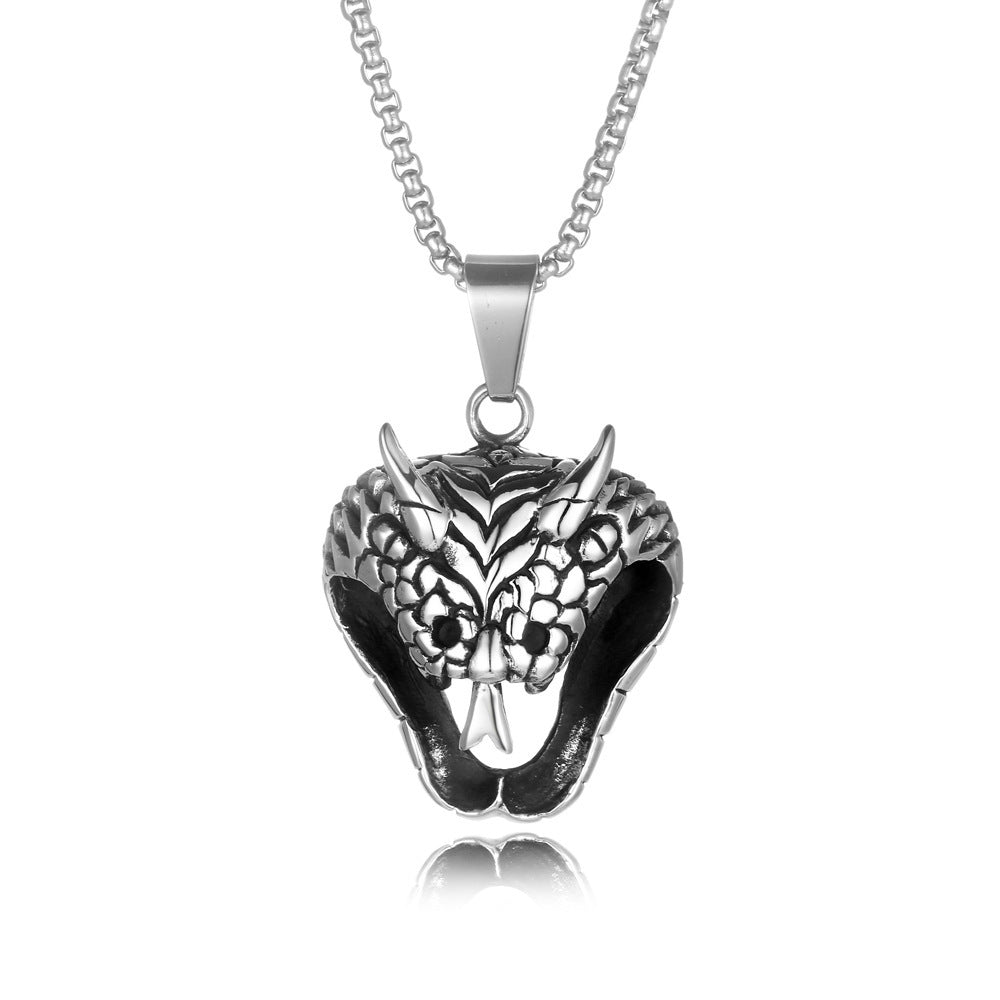 Men's Vintage Cross Ghost Head Titanium Fashion Necklaces
