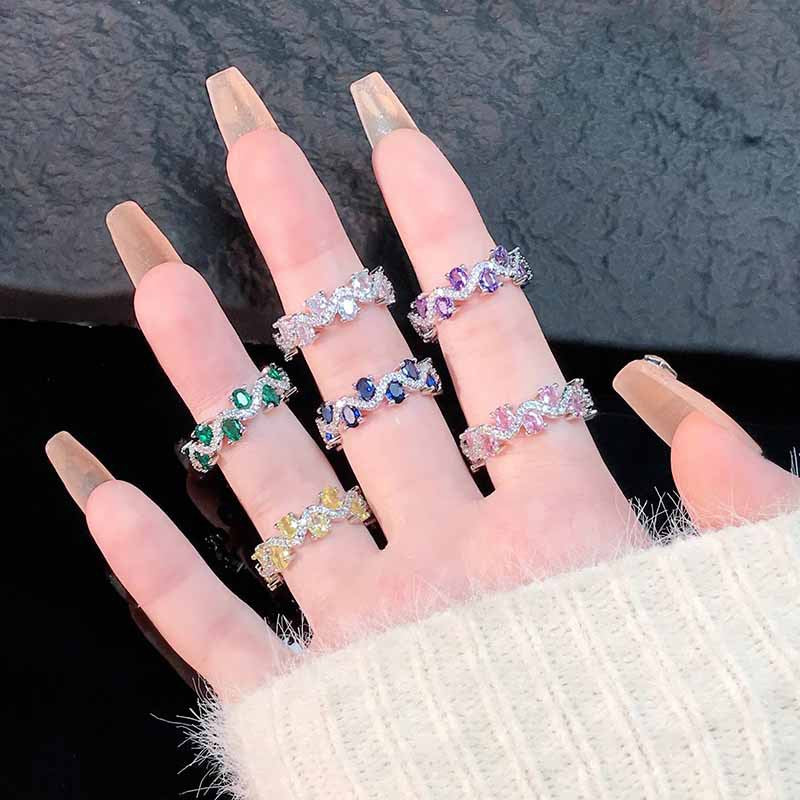 Luxury High-grade Temperament Colorful Crystals Open-end Zircon Rings