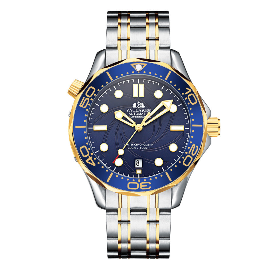Men's Luminous Steel Strap Gold Watch Mechanical Watches