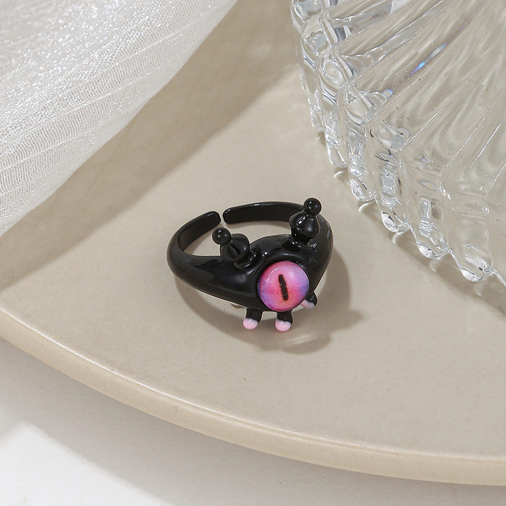 One-eyed Little Monster Niche Design Cartoon Sweet Cool Rings