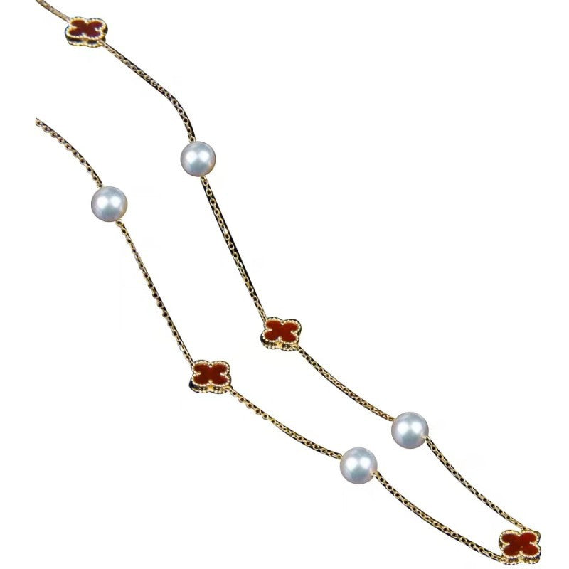 Inlaid Zircon Flower Pearl Light Luxury Temperament Classic Necklaces