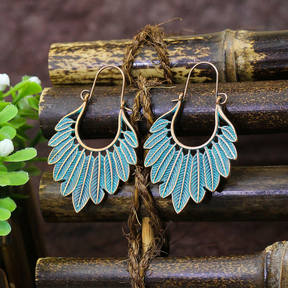 Creative Accessories Fashion Exaggerated Leaf Carved Earrings