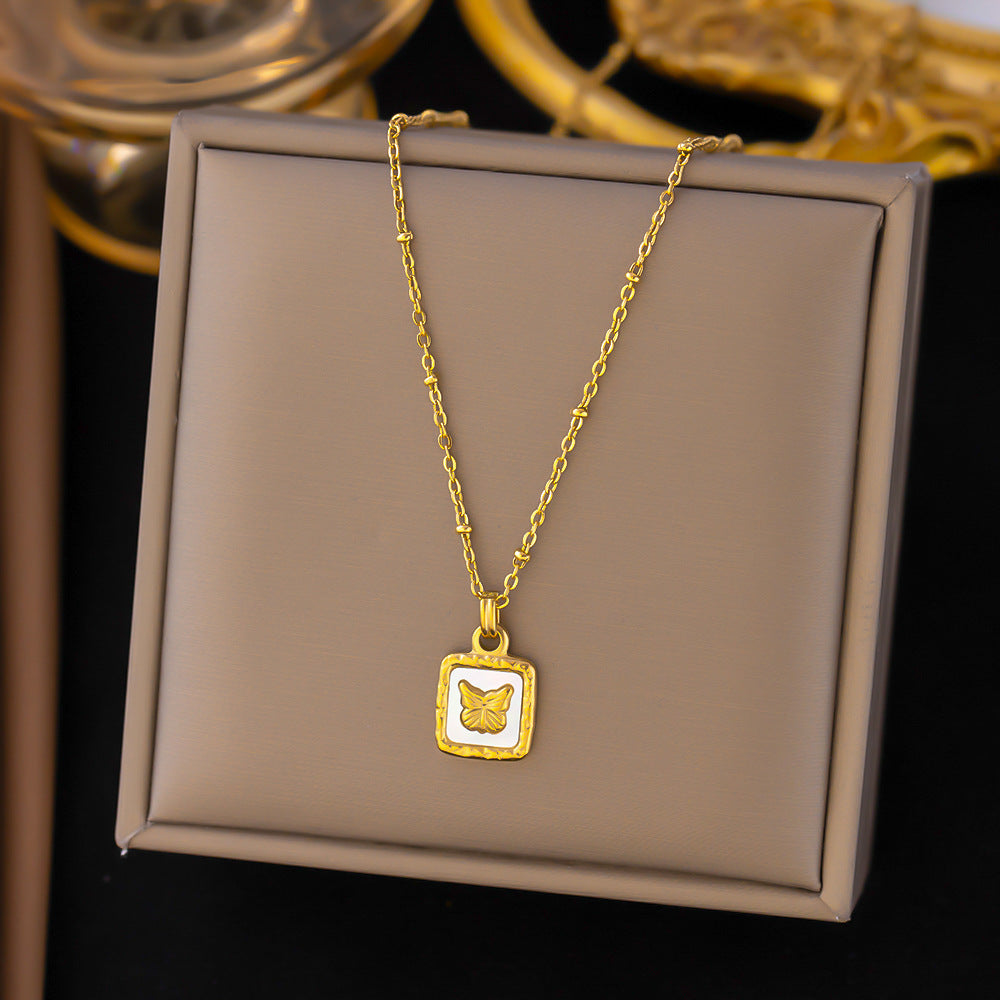 Women's Butterfly Bead Love Plane Rose Letter Square Necklaces