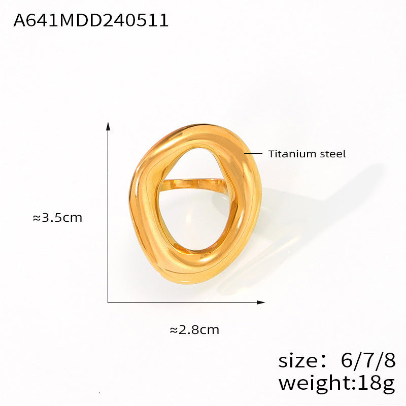 Titanium Steel Gold Plated Geometric Hollow Rings