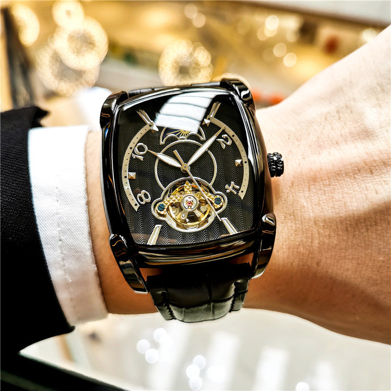 Men's Watch Square Large Dial Hollow Automatic Mechanical Watches