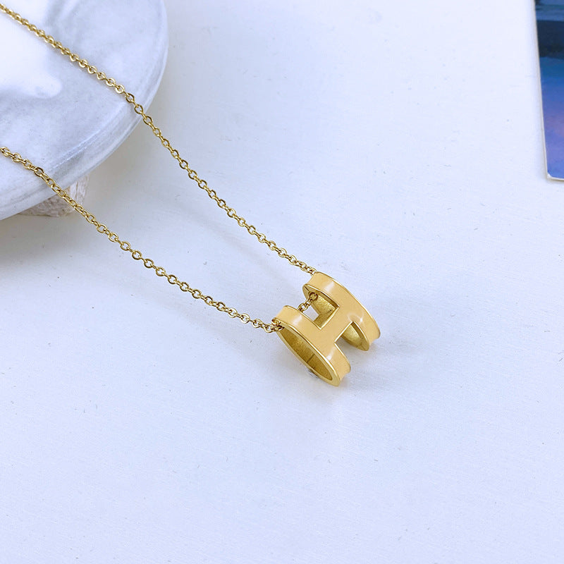 Temperamental Rose Gold Enamel Clavicle Chain Female Necklaces