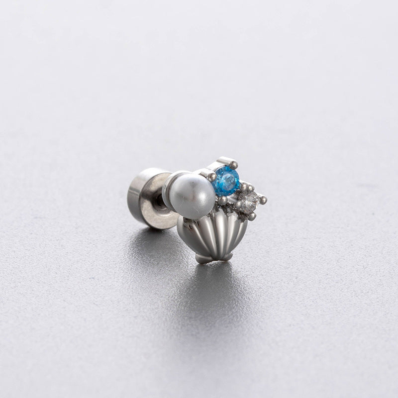 Zircon Butterfly Titanium Steel Ear Bone Pin Earrings
