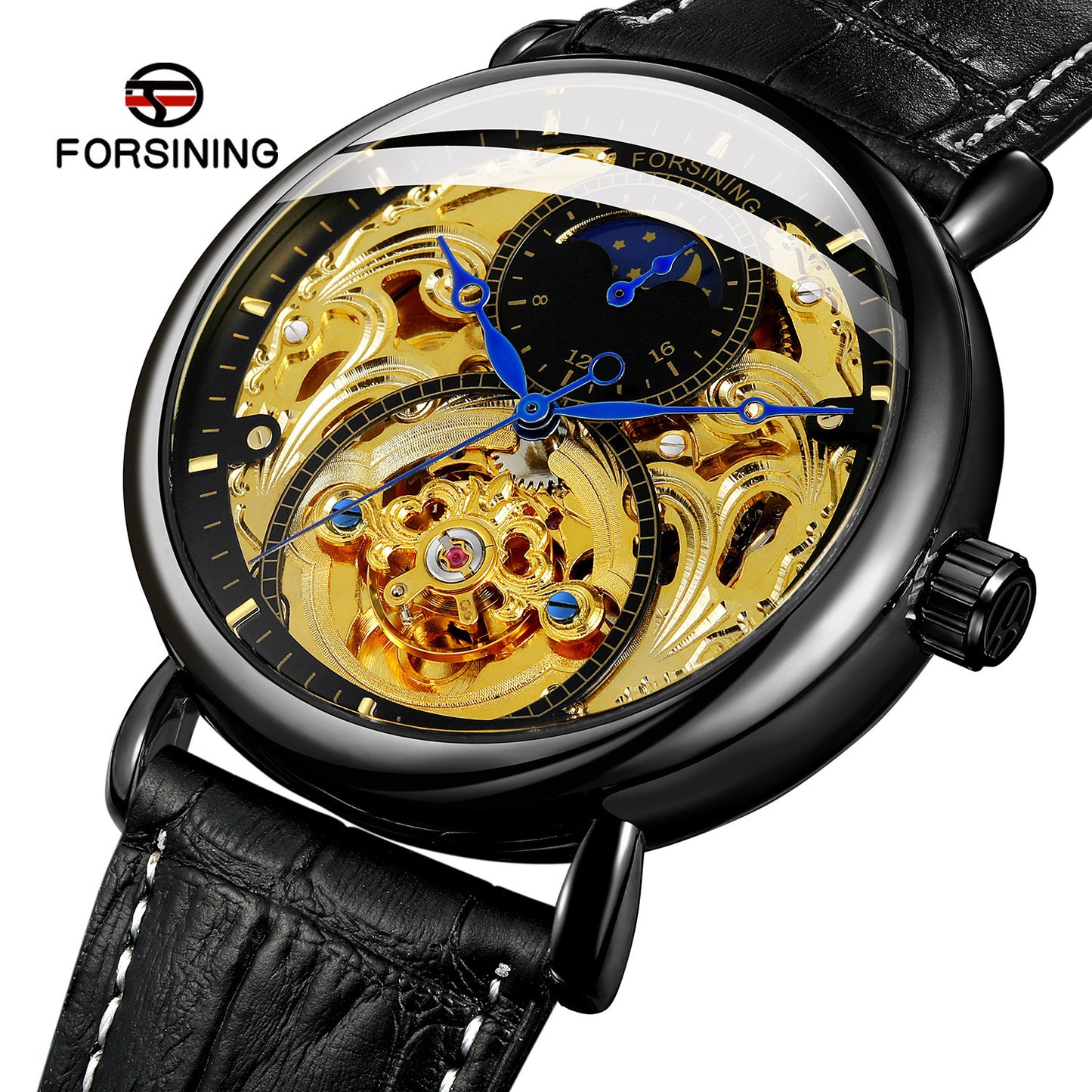 Men's Fashion Transparent Bottom Automatic Watch Casual Mechanical Watches