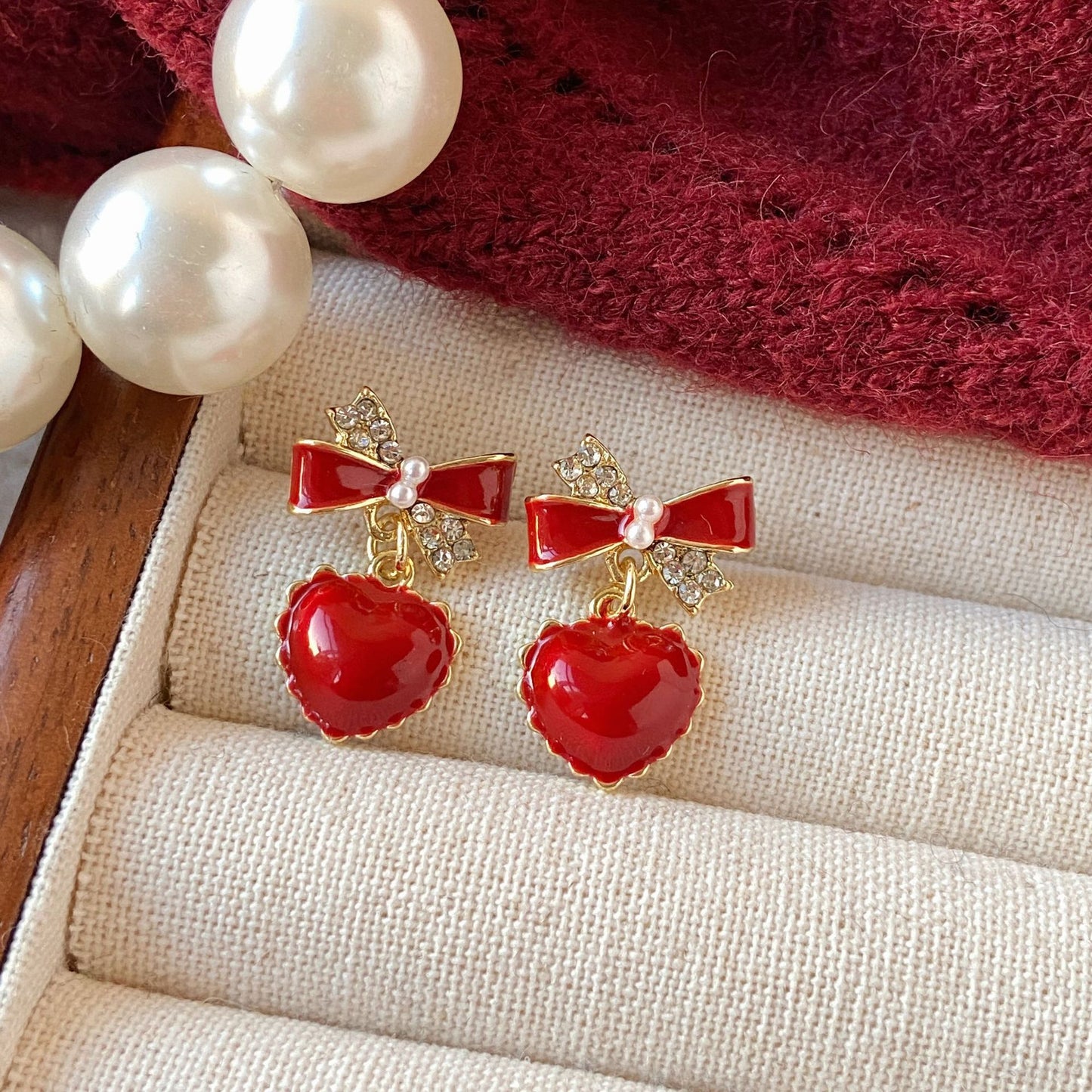Sier Needle Drip Glazed Love Style Female Temperament Earrings
