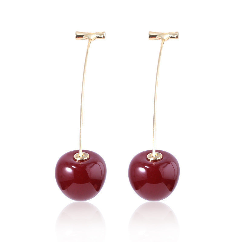Long Cherry Style Creative Design Cute Earrings