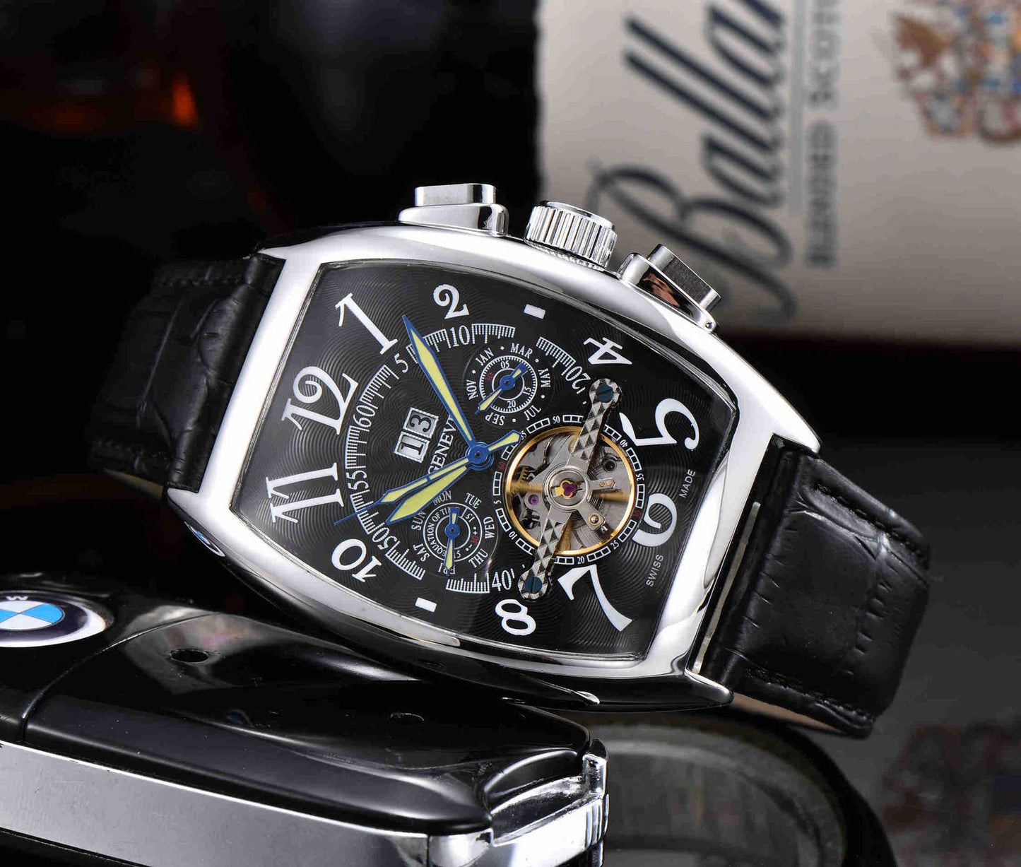 Cool Popular Business Wooden Barrel Watch Mechanical Watches