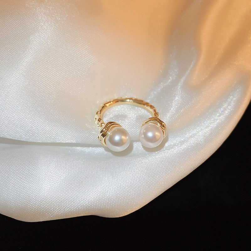 Electroplated Freshwater Pearl Zircon Stitching Butterfly Exquisite Rings