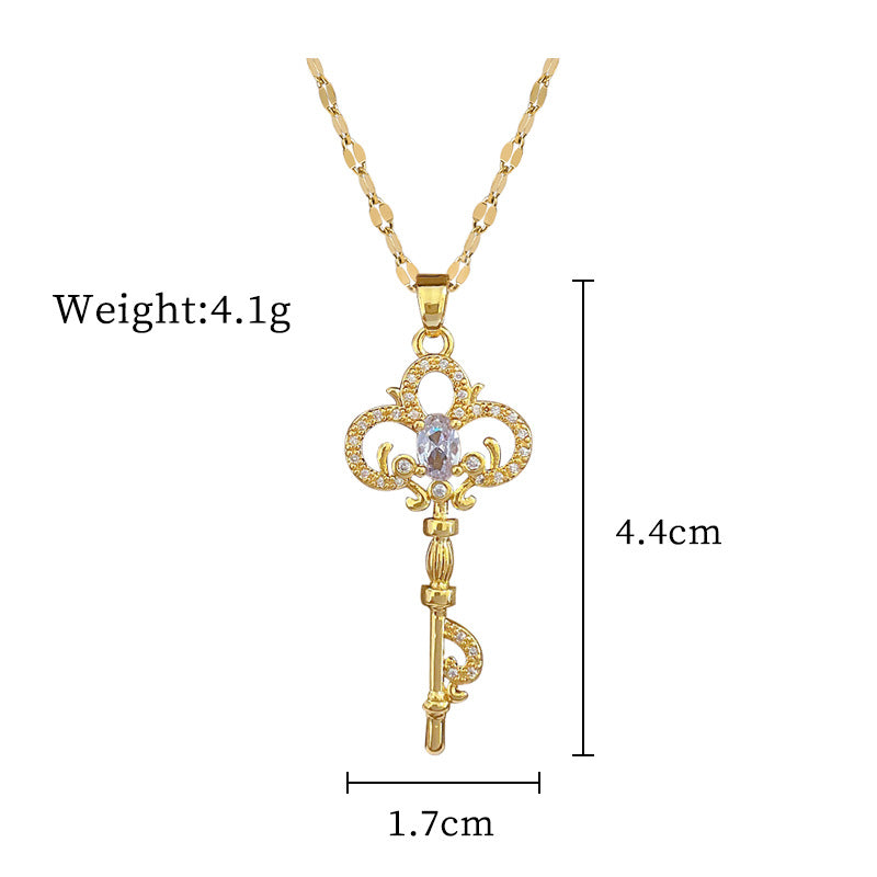 Steel Light Luxury Full Diamond Design Temperament Necklaces