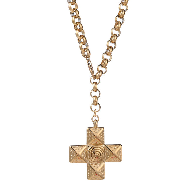 Sense Gyro Pattern Cross Light Luxury Necklaces