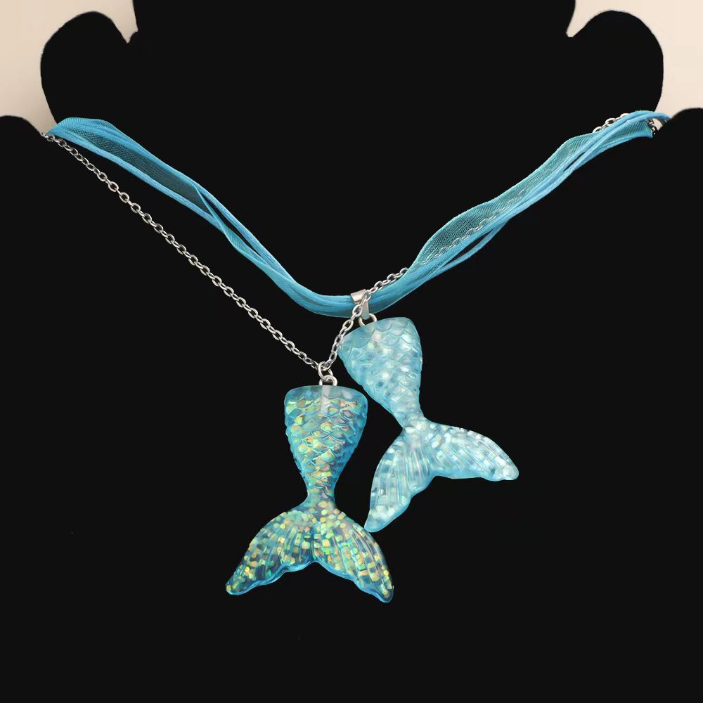 Color Mermaid Wax Rope Yarn Stainless Necklaces