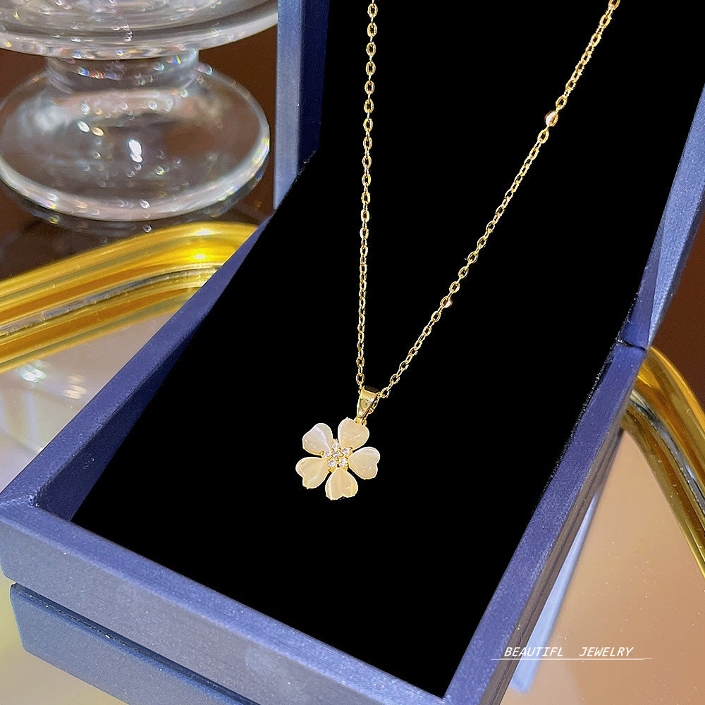 Women's Bow Zircon Clavicle Chain Titanium Steel Necklaces