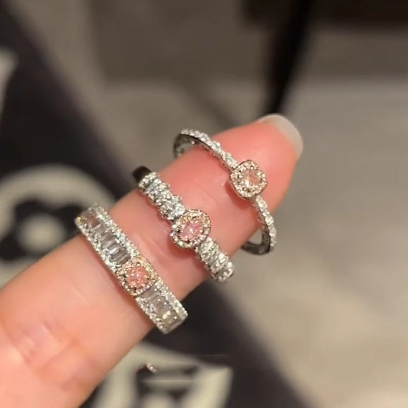 Sterling Sier Pink Zircon Female Open Niche Advanced Light Rings
