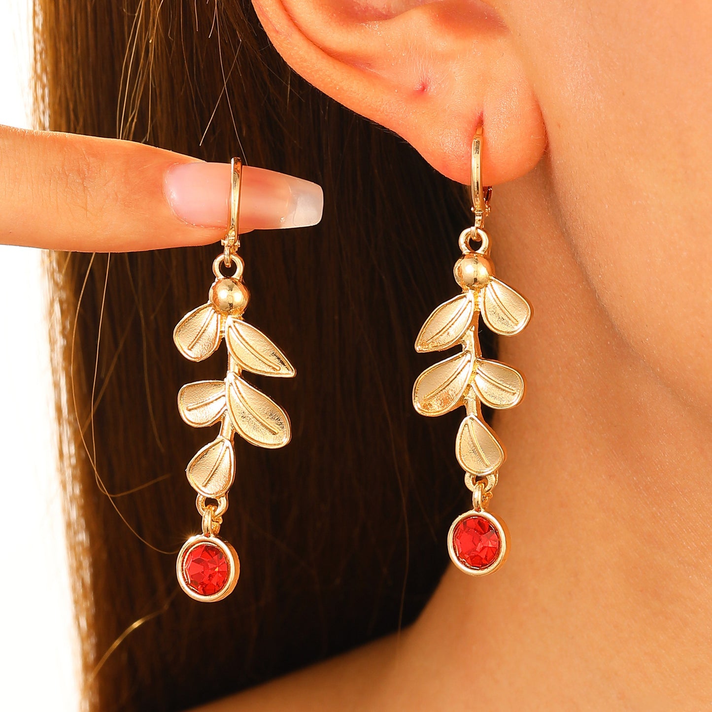 Texture Sense Maple Leaf Female Red Rings