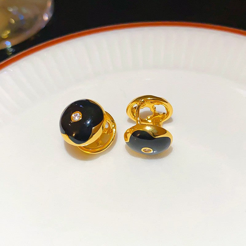 Needle Black Crystal Geometric Ear Minority Fashion Temperament Entry Earrings