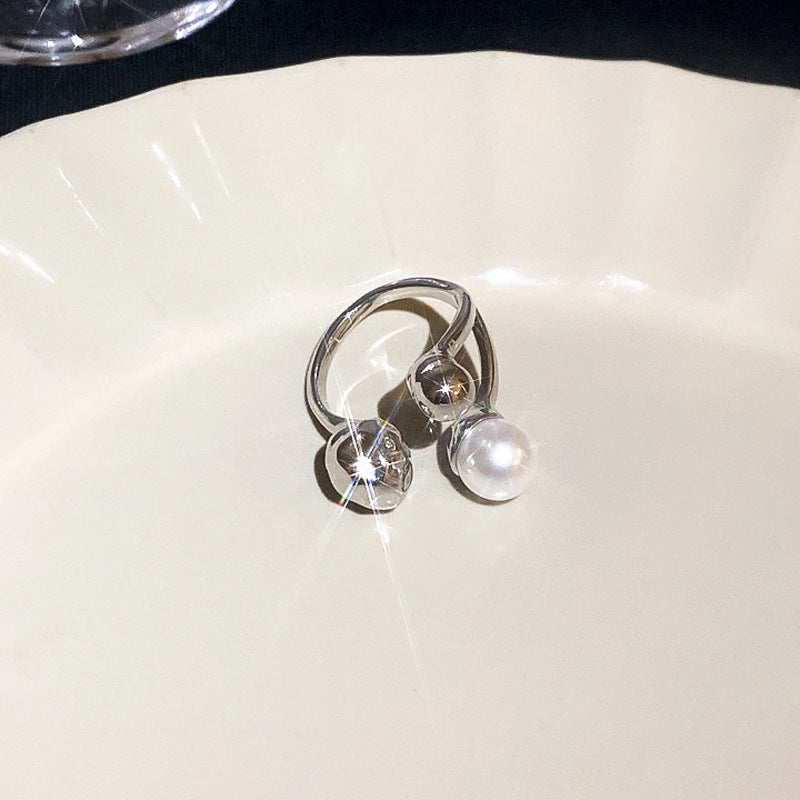 Electroplated Freshwater Pearl Zircon Stitching Butterfly Exquisite Rings