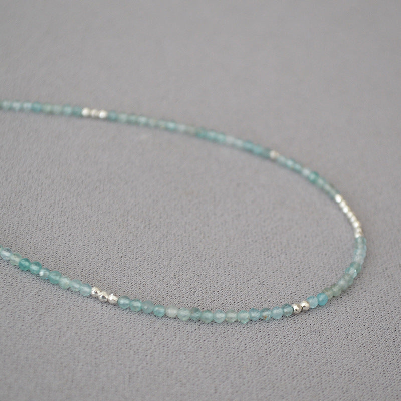 Fresh Elegant Minority Simple Aquamarine Real Necklaces