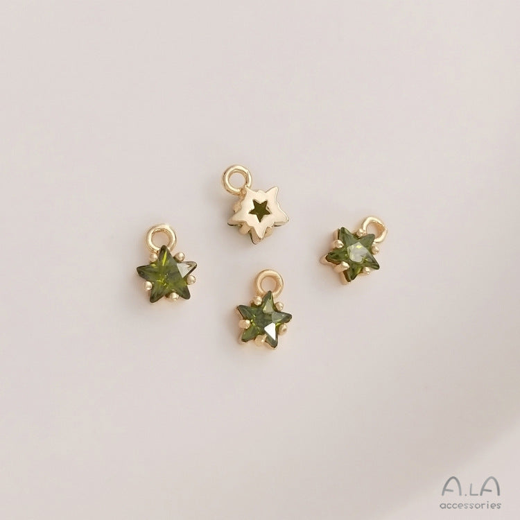 Color Pentagram Zircon Birthstone Lucky Stone Pendants