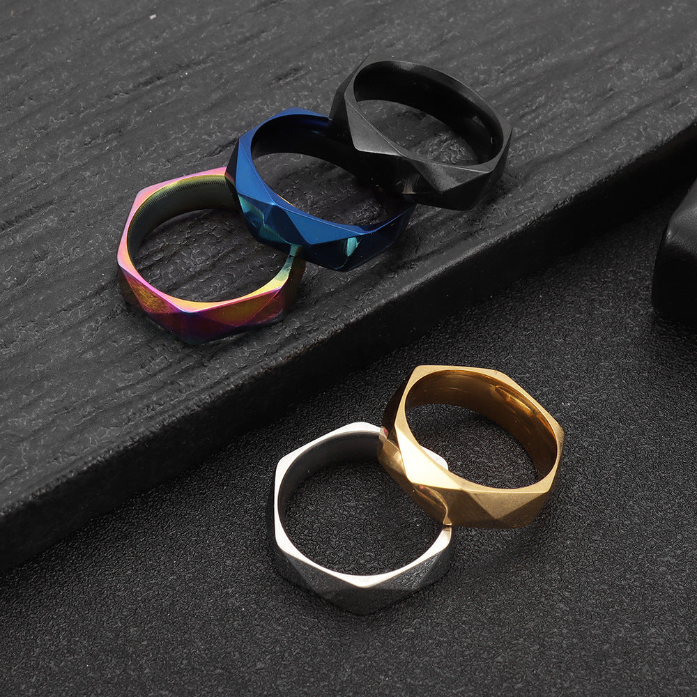 Men's Titanium Steel Ornament Diamond Cut Simple Rings
