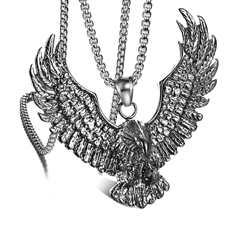 Men's Style Eagle Personality Titanium Steel Retro Necklaces