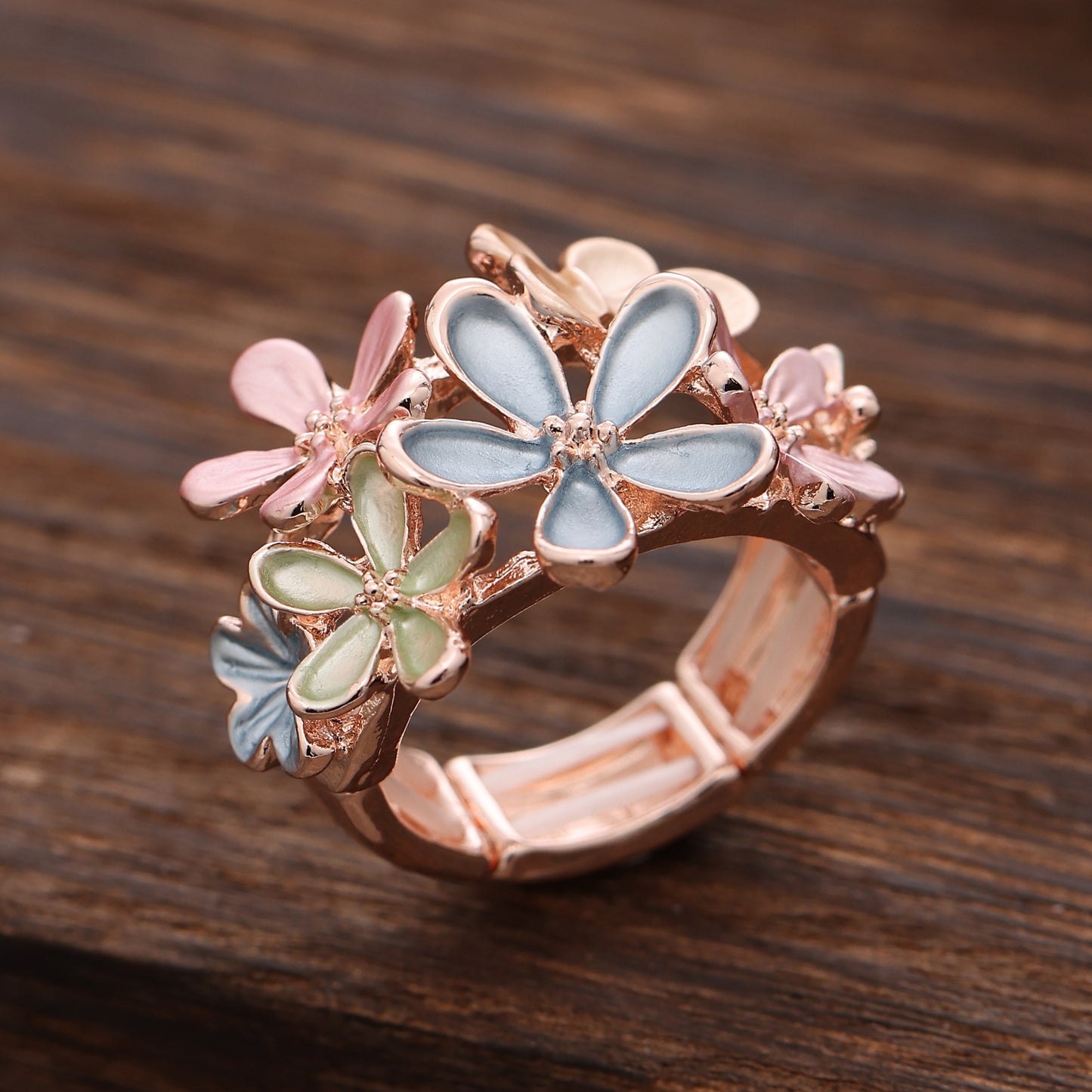 Alloy Artificial Color Painting Oil Elastic Rings