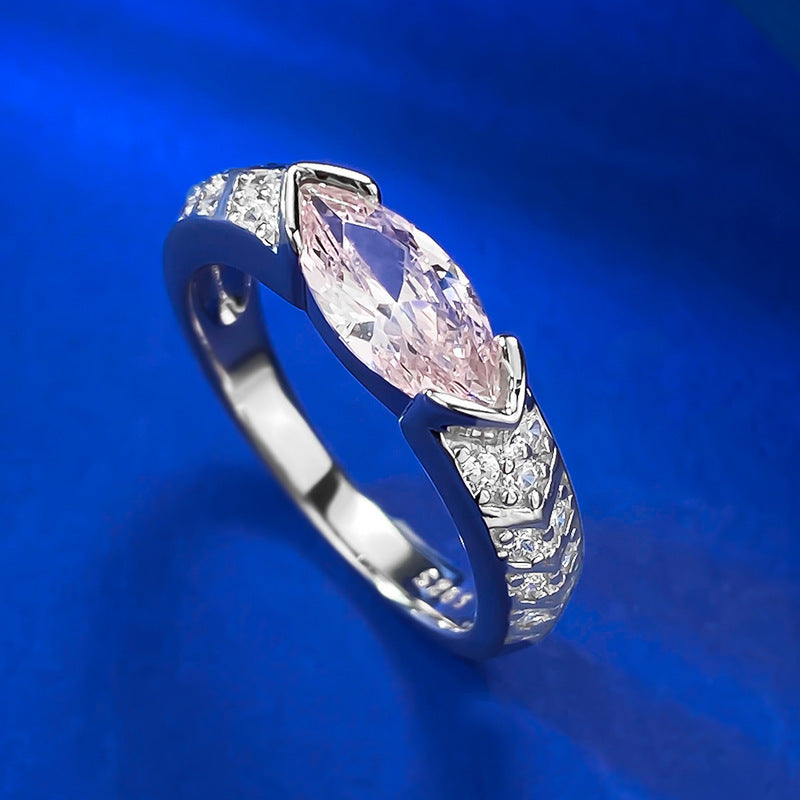 Horse Eye Pink Diamond Personality Female Rings