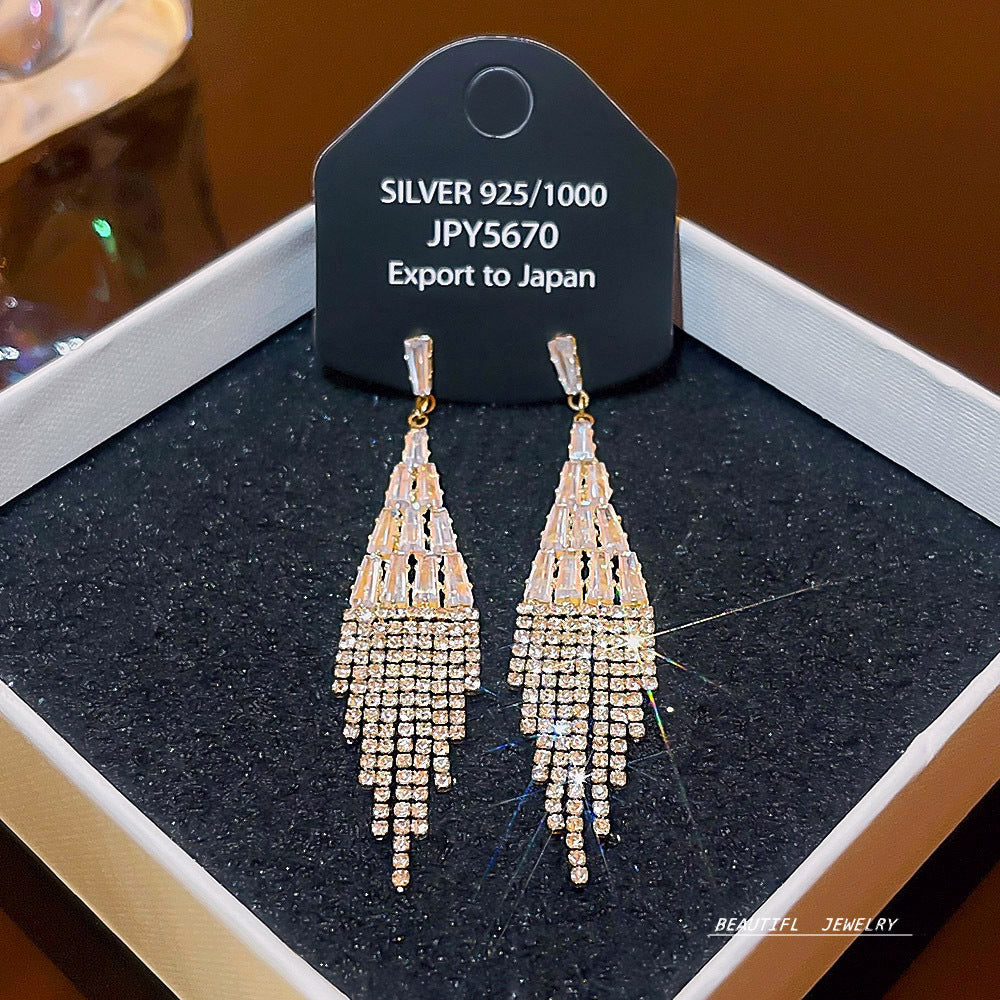Women's Zircon Tassel High-grade Light Luxury Delicate Earrings