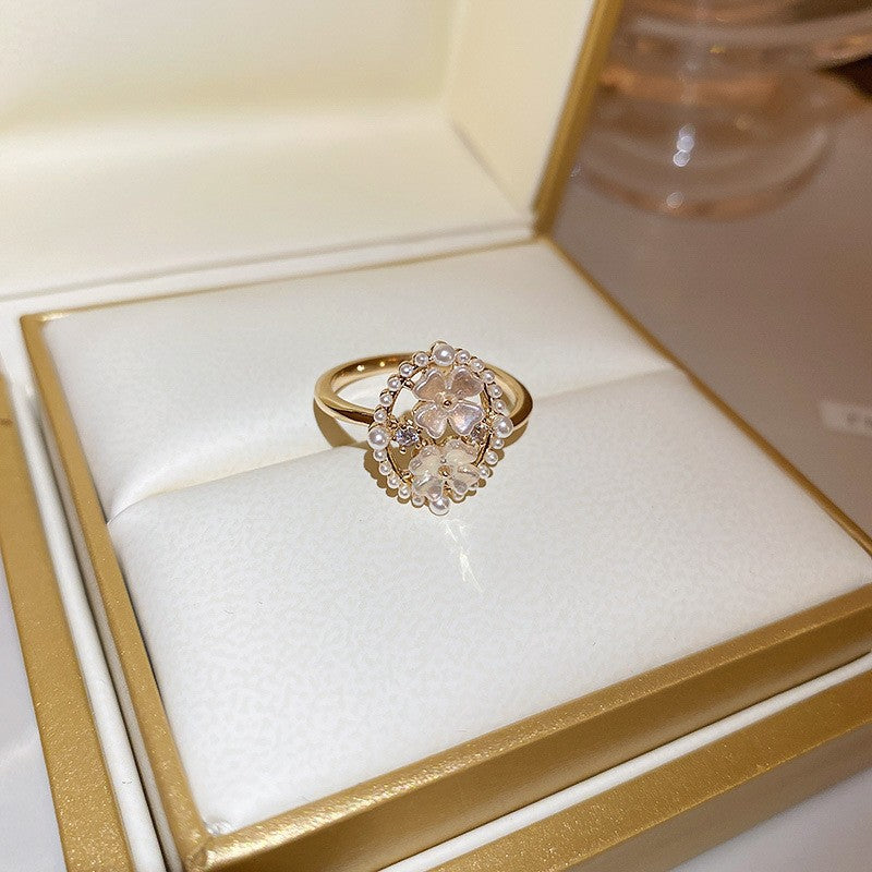 Electroplated Freshwater Pearl Zircon Stitching Butterfly Exquisite Rings