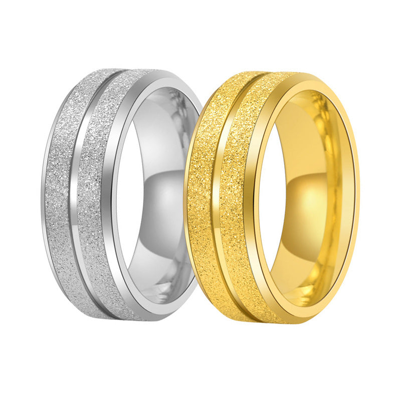 Titanium Steel Frosted Couple Classic Fashion Valentine's Day Rings