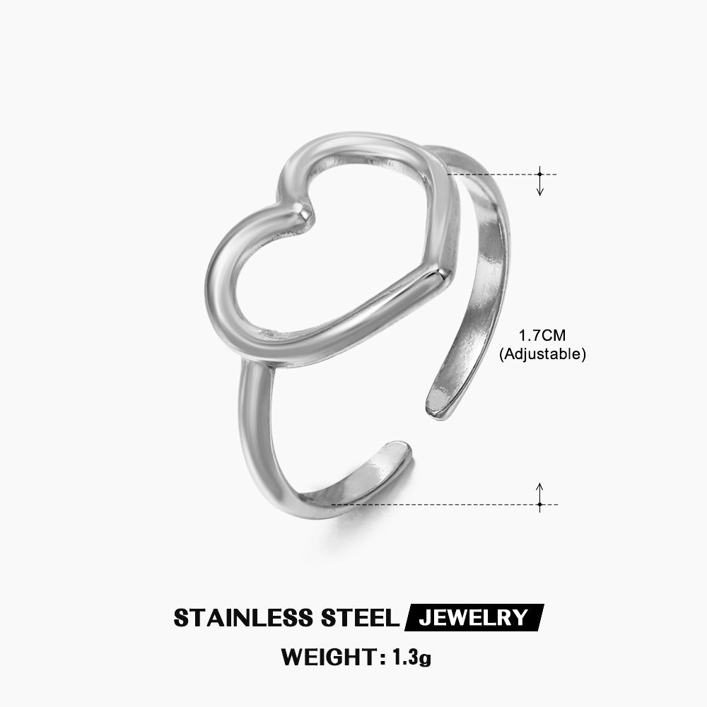 Women's Heart-shaped Open Vintage Popular Geometric Adjustable Rings