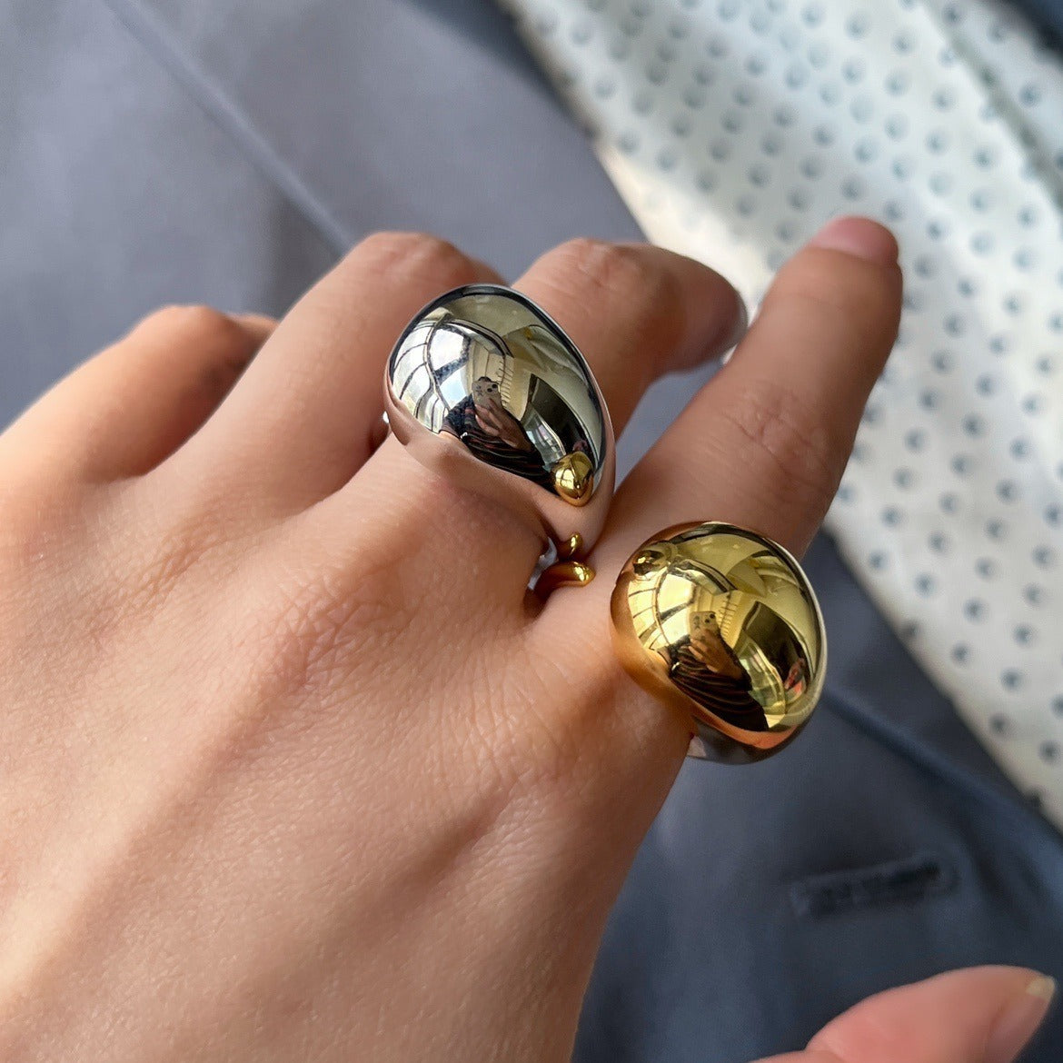 Female High Profile Fashion Creative Sier Opening Niche Rings
