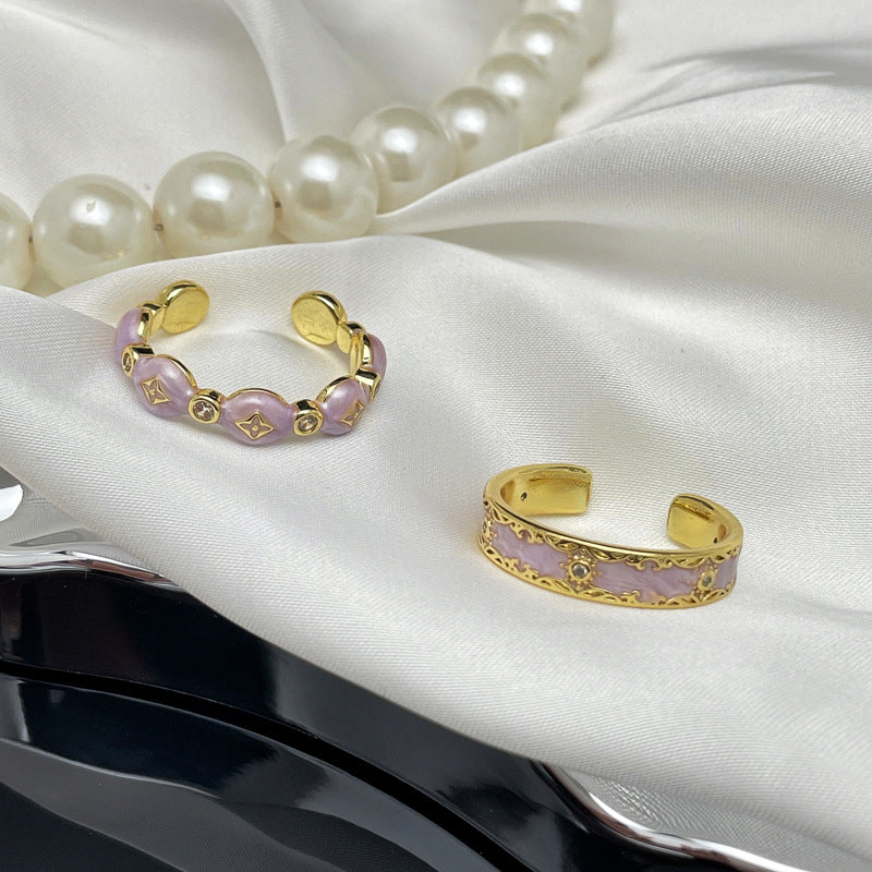 Purple Drip Glazed Open Female Temperament Rings