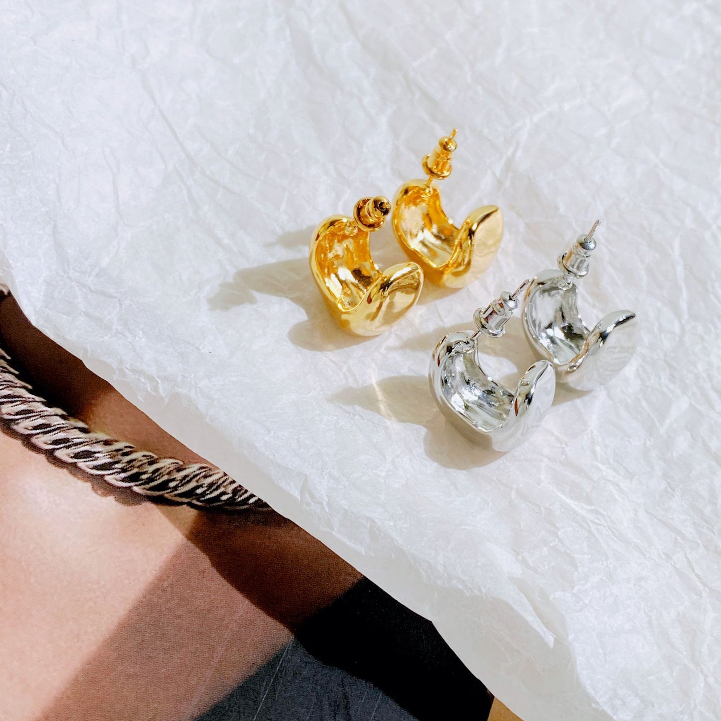 Metal Sier Needle Design Cold Style Earrings