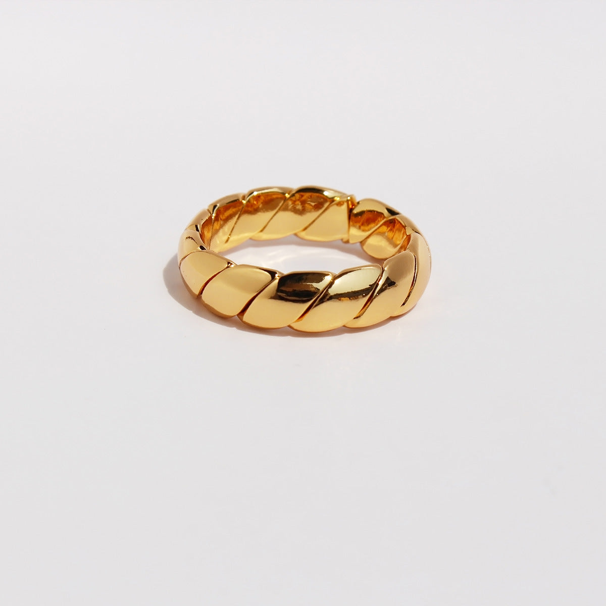 Women's & Men's Real Gold Wave Twill Line Open Rings