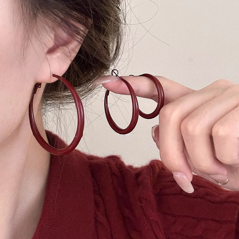 Sier Needle Drip Glazed Love Style Female Temperament Earrings