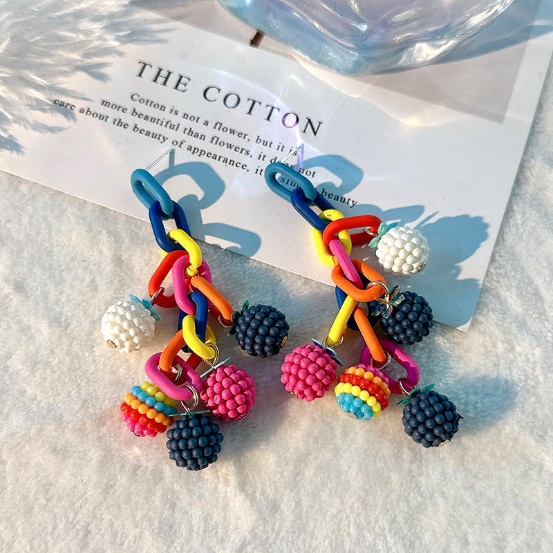 Fashion Design Candy Color Chain Female Dopamine Rings