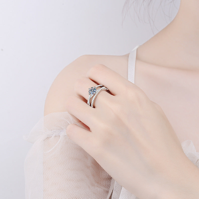 Women's Sier For Light Luxury Cross Hollow Out Rings
