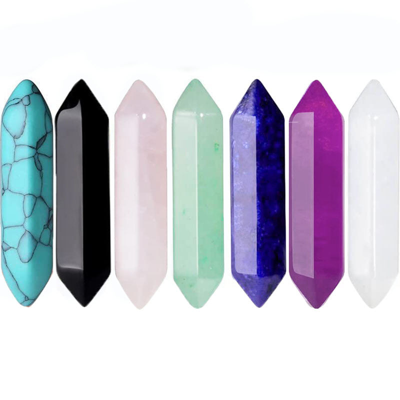 Stone Crystal Bullet Double Pointed Hexagon Prism Pendants