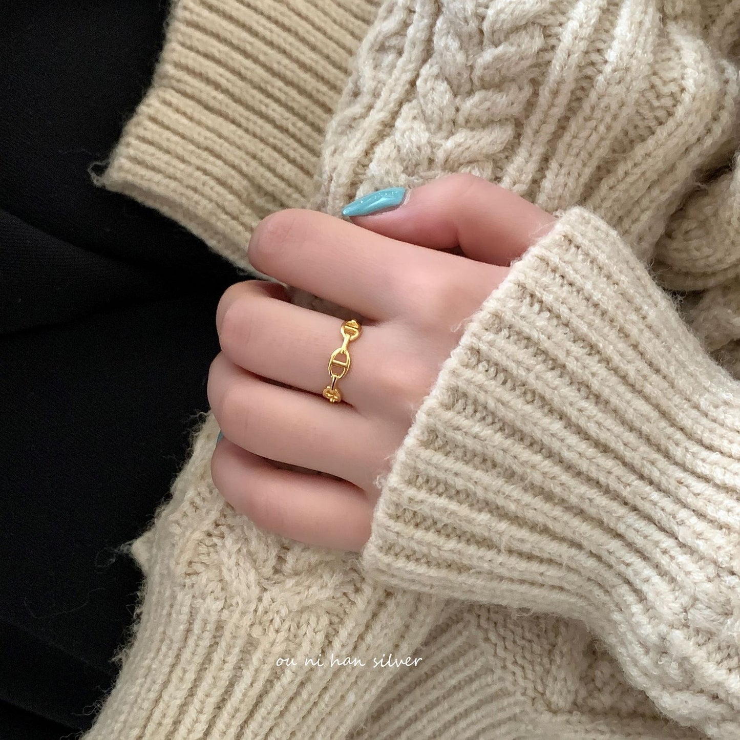 Sier Niche Design Pig Nose Female Style Rings