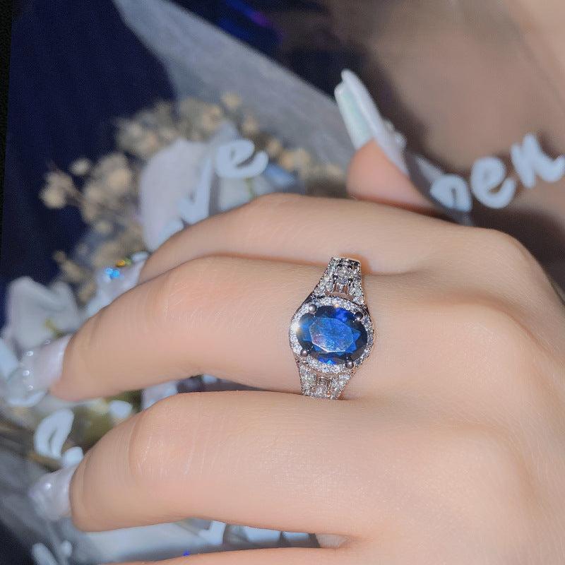 Elegant Bright Ruby Female Gold-plated Green Pointed Rings