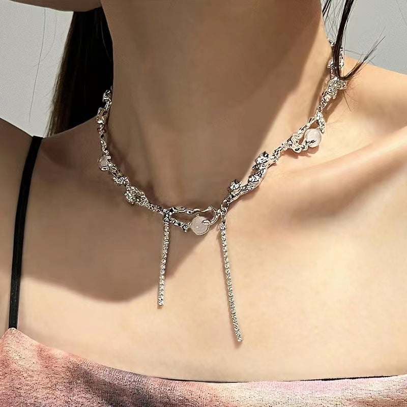 Chinese Style Opal Plum Blossom Zircon Necklaces
