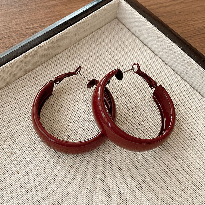 Sier Needle Drip Glazed Love Style Female Temperament Earrings