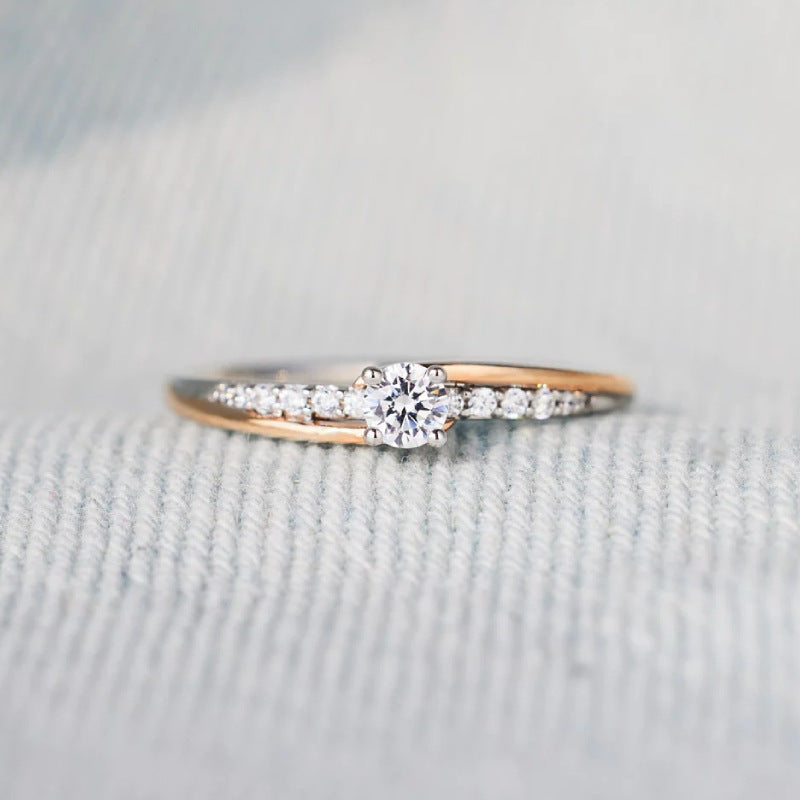 Women's Row Drill Electroplated Two-color Simple Fashion Rings