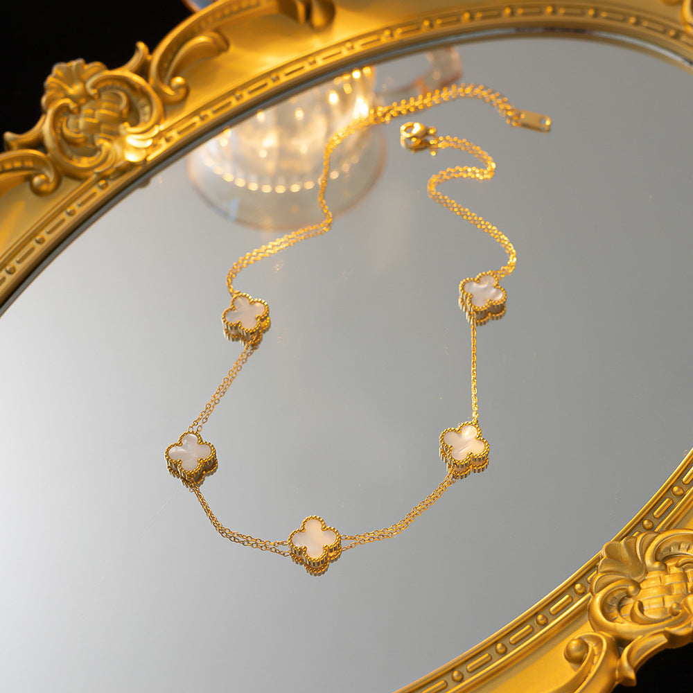 Belly Double-sided Fritillary Real Gold Plating Necklaces