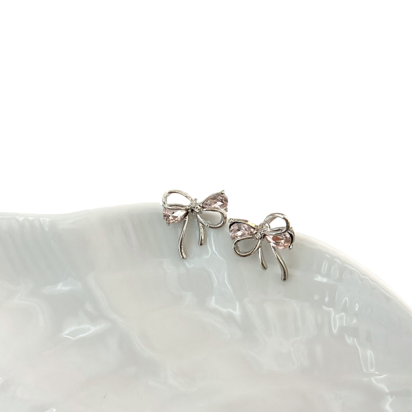 Women's Bow Water Drop Pink Zircon For Earrings